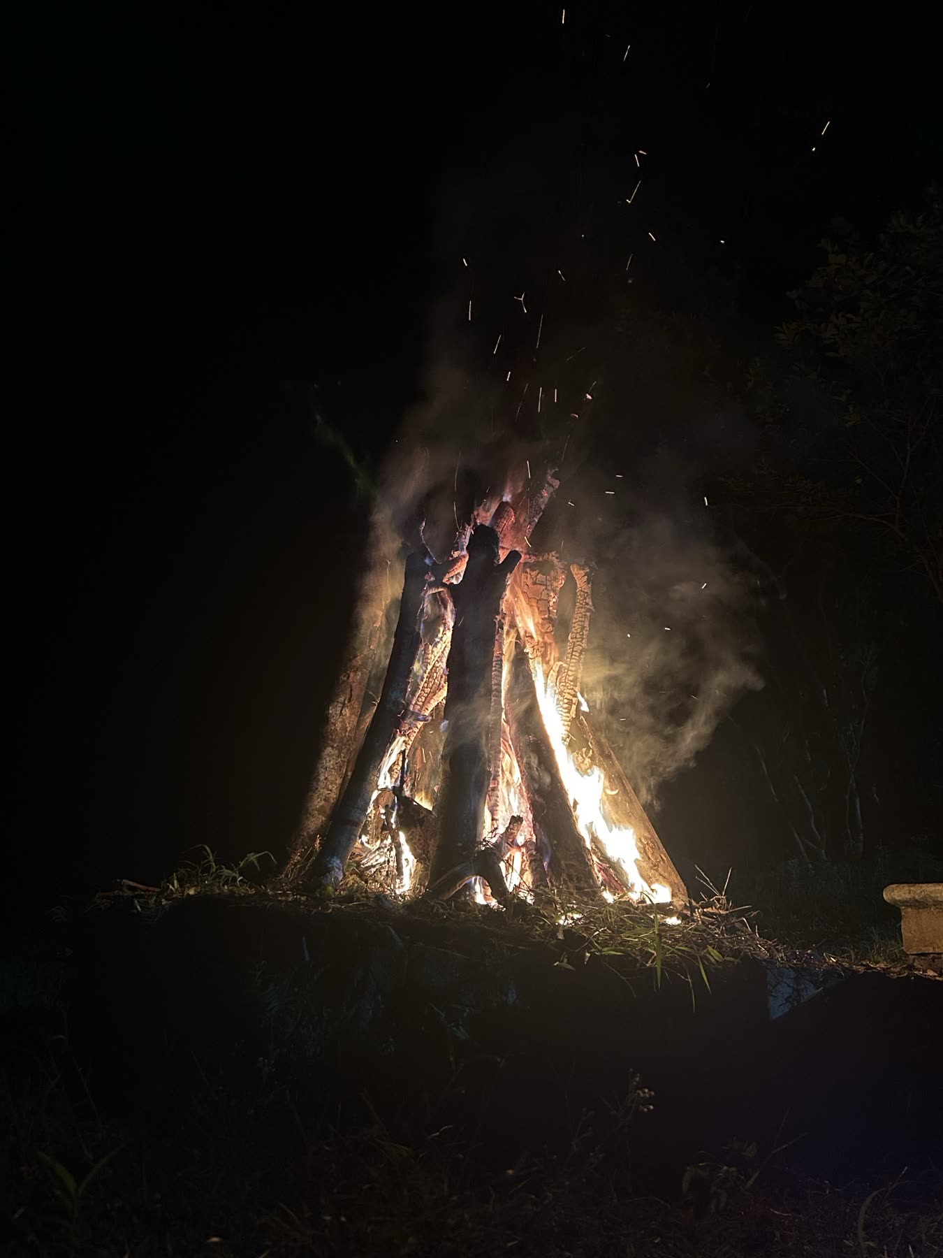 The evening bonfire at Murk Estate